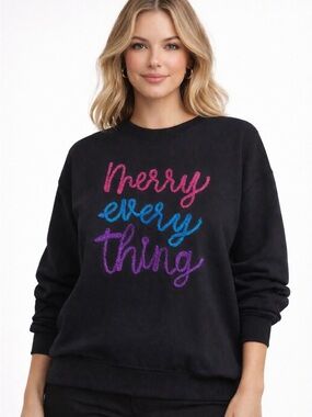 Black 'Merry Everything' Graphic Sweatshirt